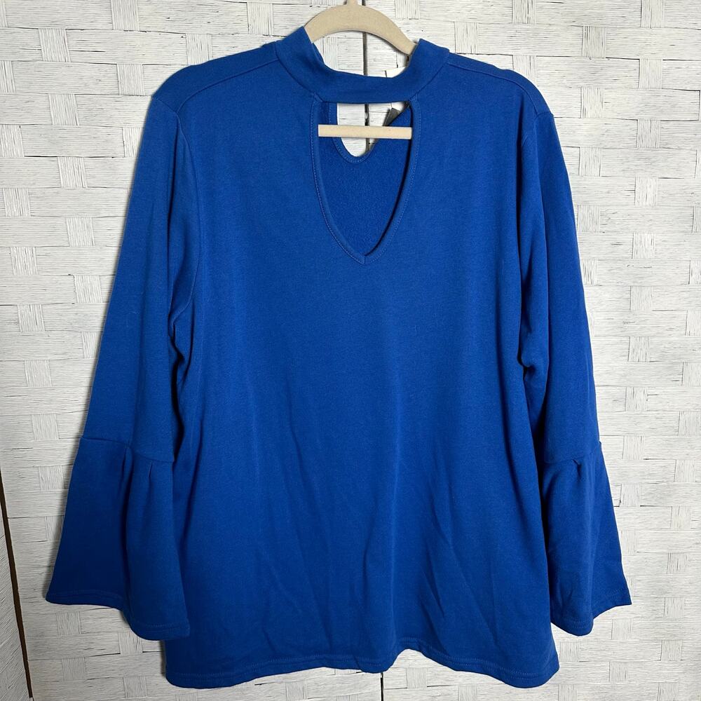 Lane Bryant womens sweatshirt bell sleeve turtleneck keyhole front back plus sz
